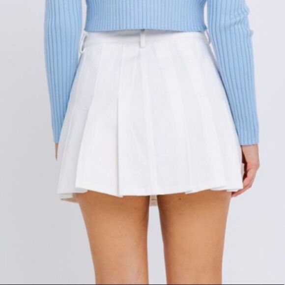 Le Lis Pleated Denim Mini Skirt - Picture 2 of 8